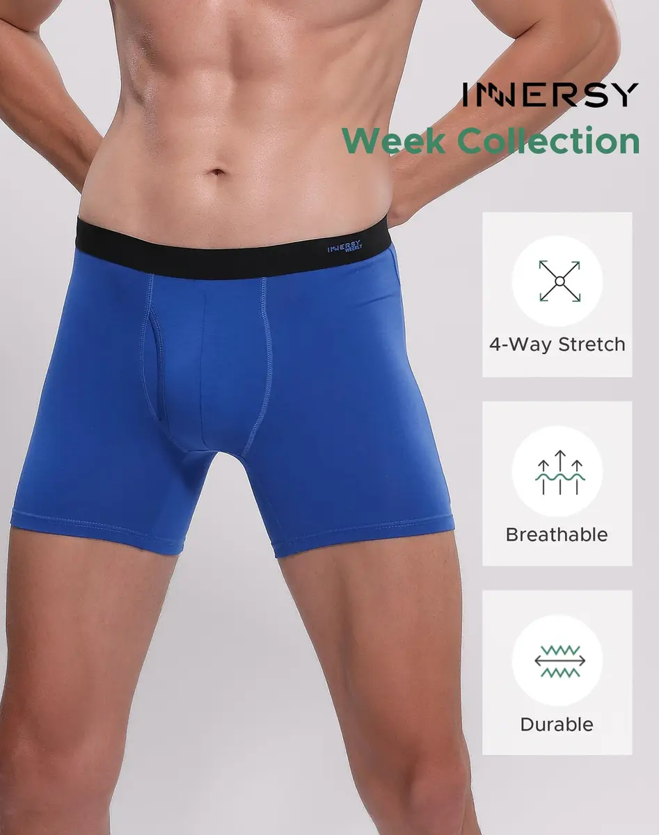 INNERSY Men's Cotton Boxer Briefs 7-Pack Bright Rainbow XL | Breathable & Stretchy for All-Day Comfort - view 2