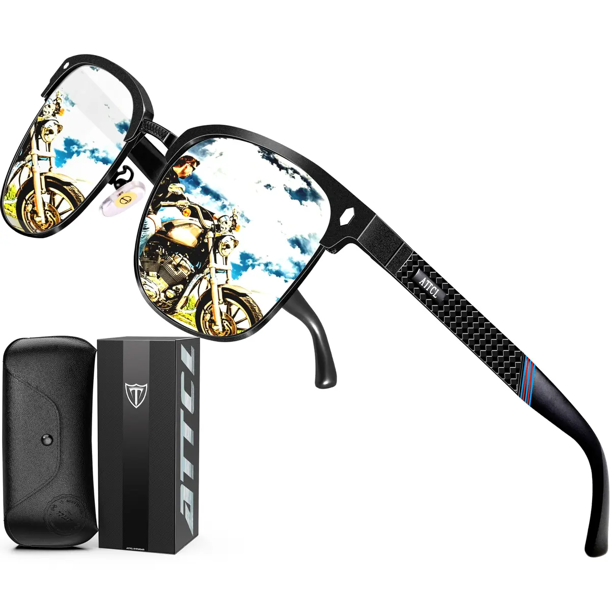 ATTCL Polarized Sunglasses Men Semi Rimless Al-Mg Metal UV400 Lightweight | True Color & Glare-Free Vision - main product image