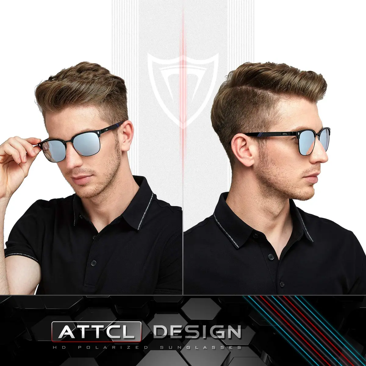ATTCL Polarized Sunglasses Men Semi Rimless Al-Mg Metal UV400 Lightweight | True Color & Glare-Free Vision - view 2