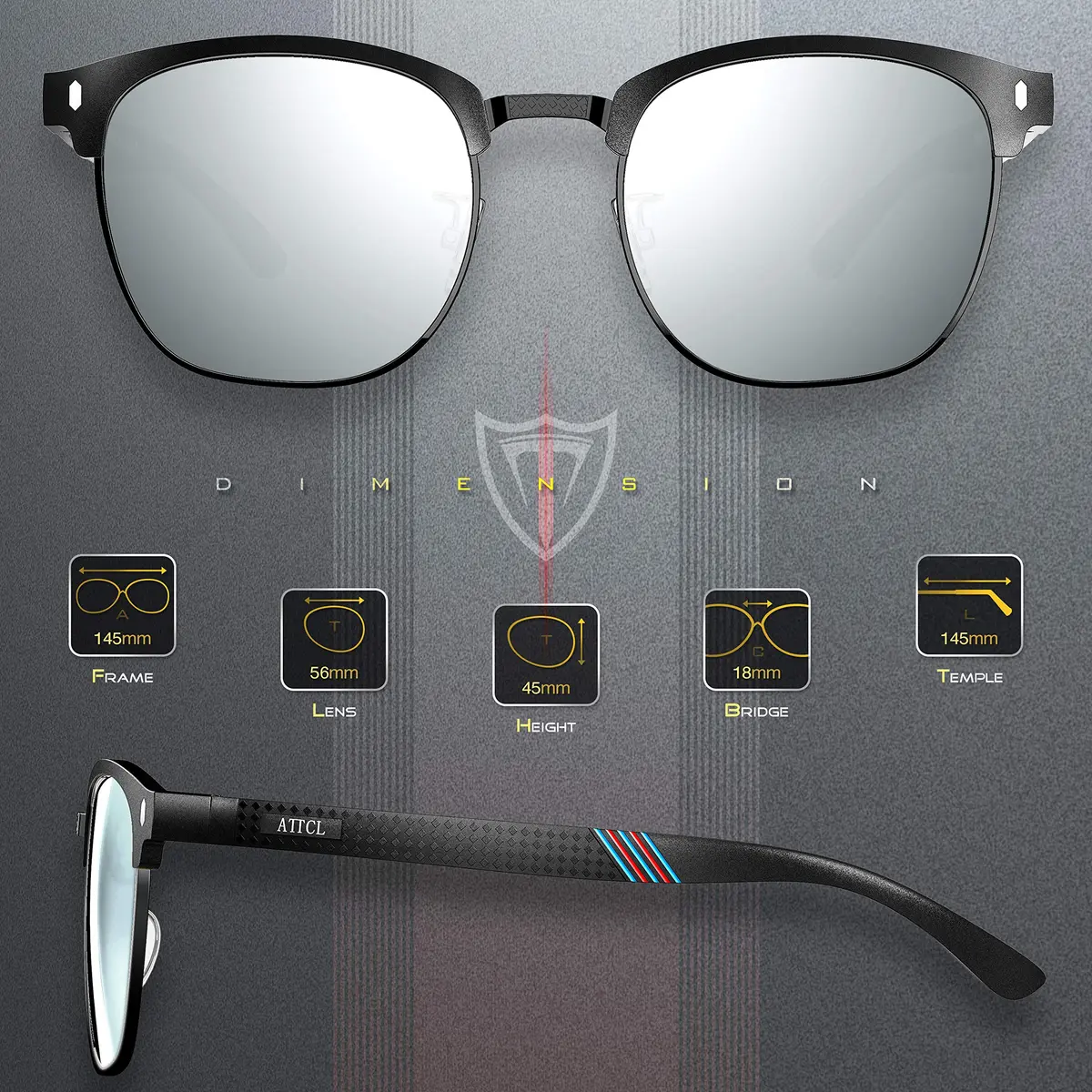 ATTCL Polarized Sunglasses Men Semi Rimless Al-Mg Metal UV400 Lightweight | True Color & Glare-Free Vision - view 3