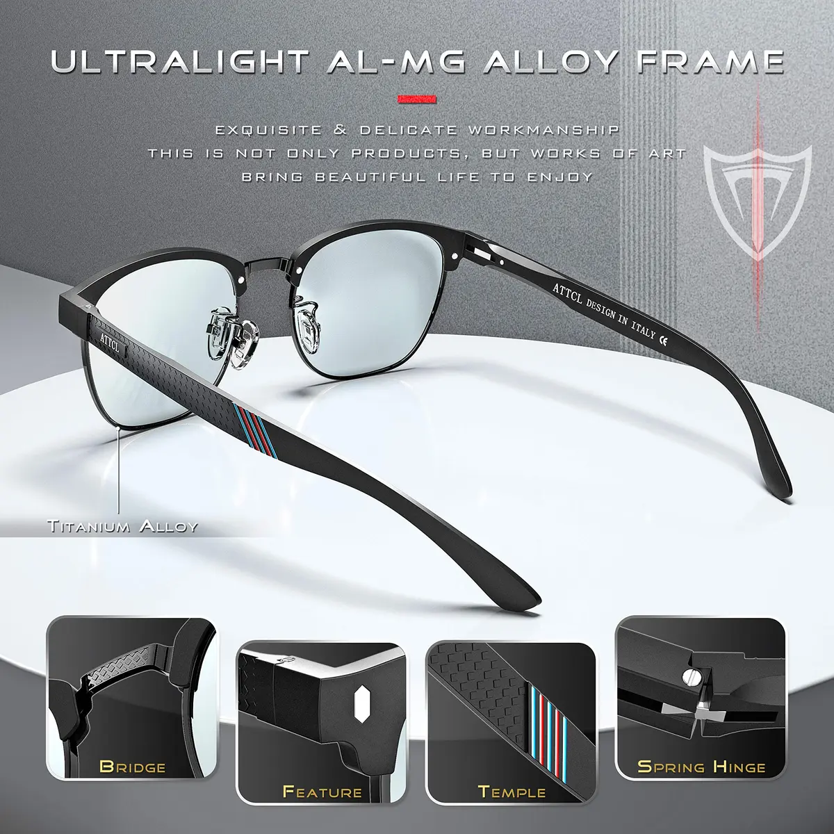 ATTCL Polarized Sunglasses Men Semi Rimless Al-Mg Metal UV400 Lightweight | True Color & Glare-Free Vision - view 4