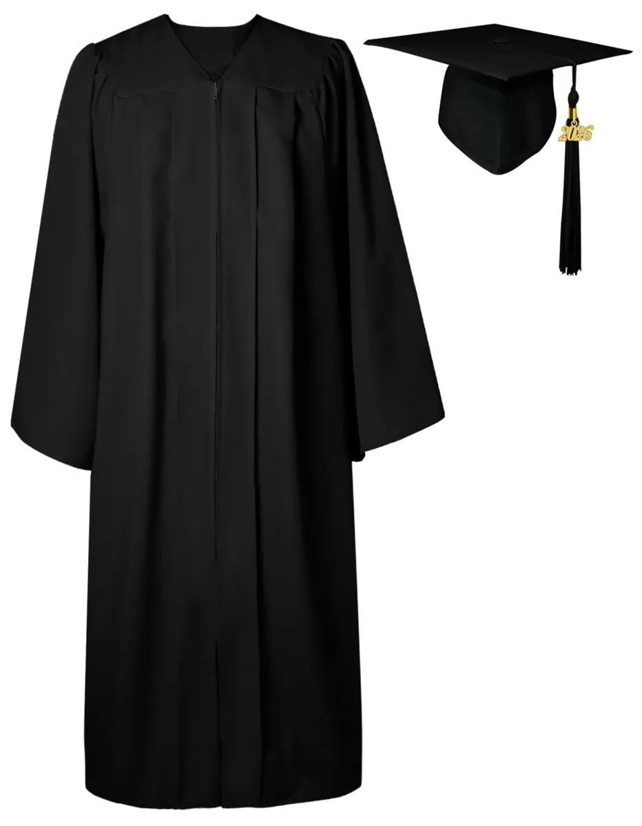 GraduatePro Unisex Adult Graduation Cap and Gown Set 2026 Black | Classic Polyester, 60" Gown, Fits 6'3"-6'5" - main product image
