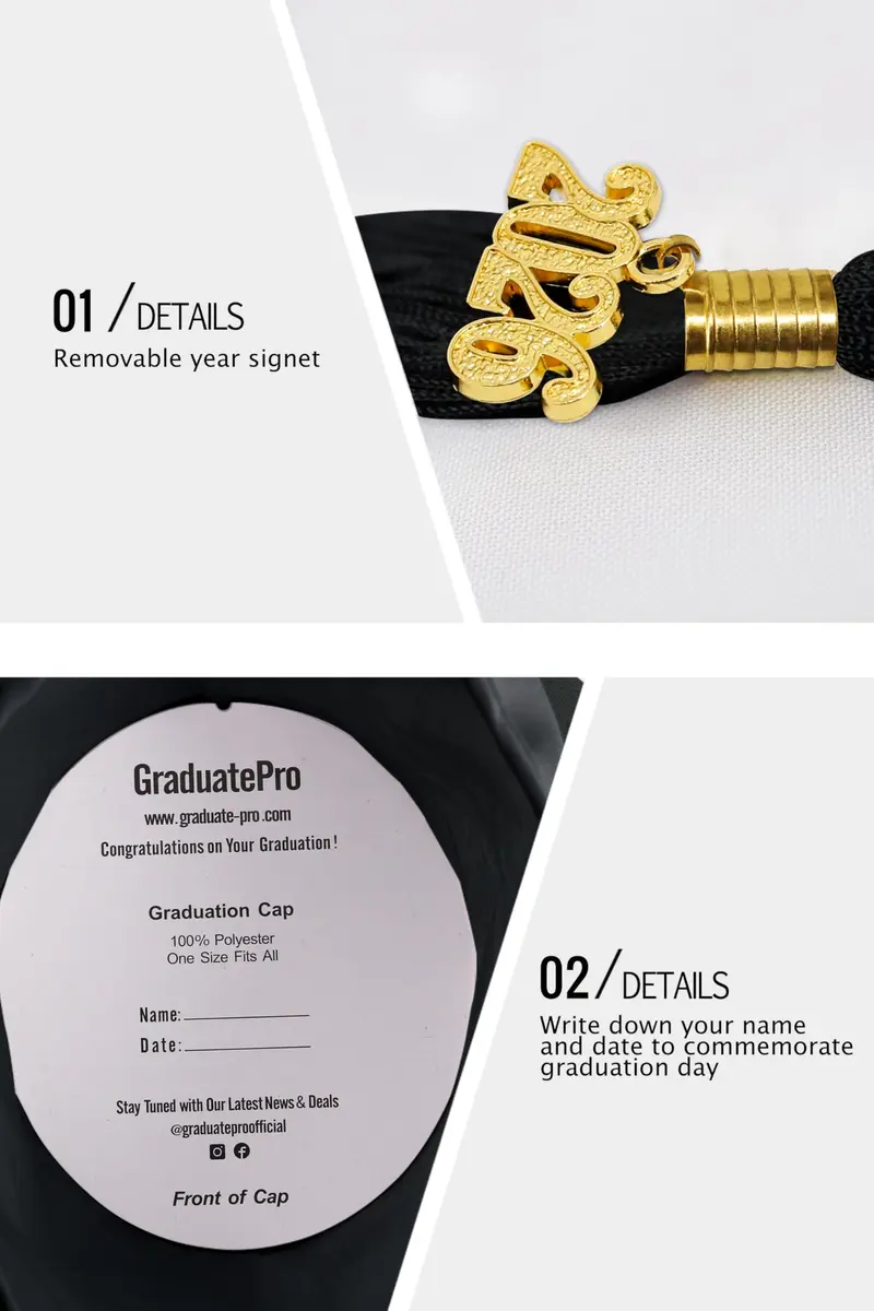GraduatePro Unisex Adult Graduation Cap and Gown Set 2026 Black | Classic Polyester, 60" Gown, Fits 6'3"-6'5" - view 5