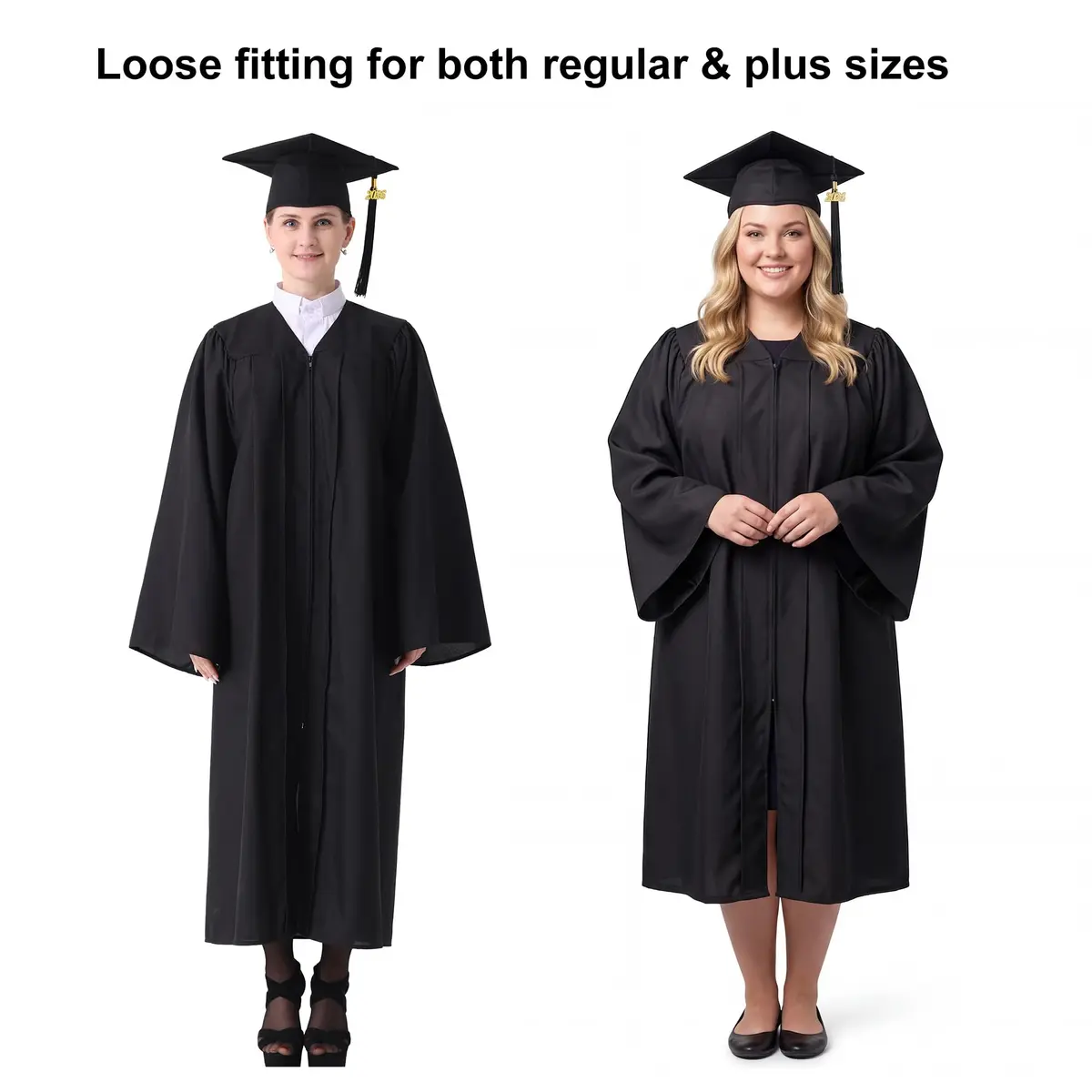 GraduatePro Unisex Adult Graduation Cap and Gown Set 2026 Black | Classic Polyester, 60" Gown, Fits 6'3"-6'5" - view 3