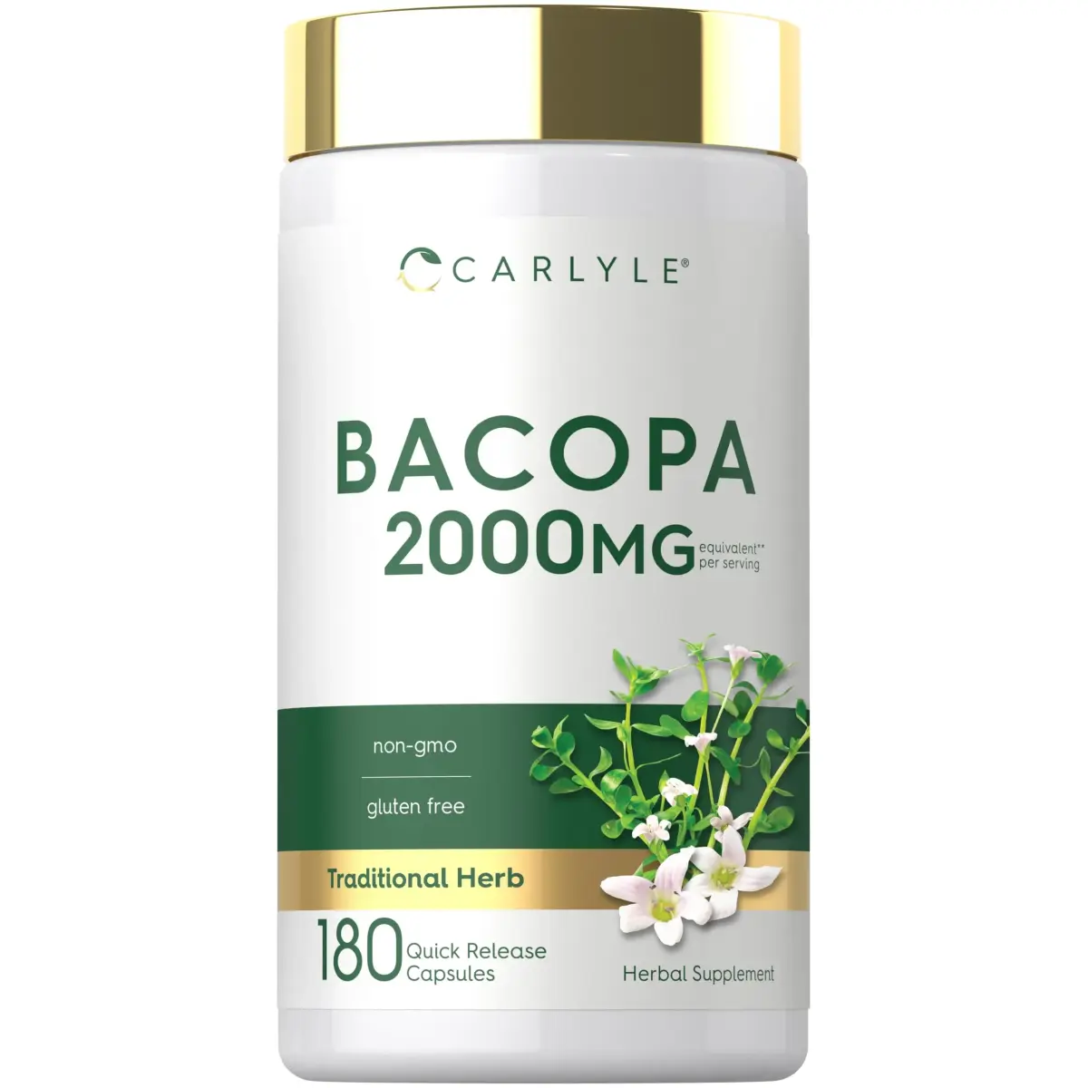 Carlyle Bacopa Monnieri Capsules | 180 Count (Pack of 1) | Gluten Free Supplement - main product image