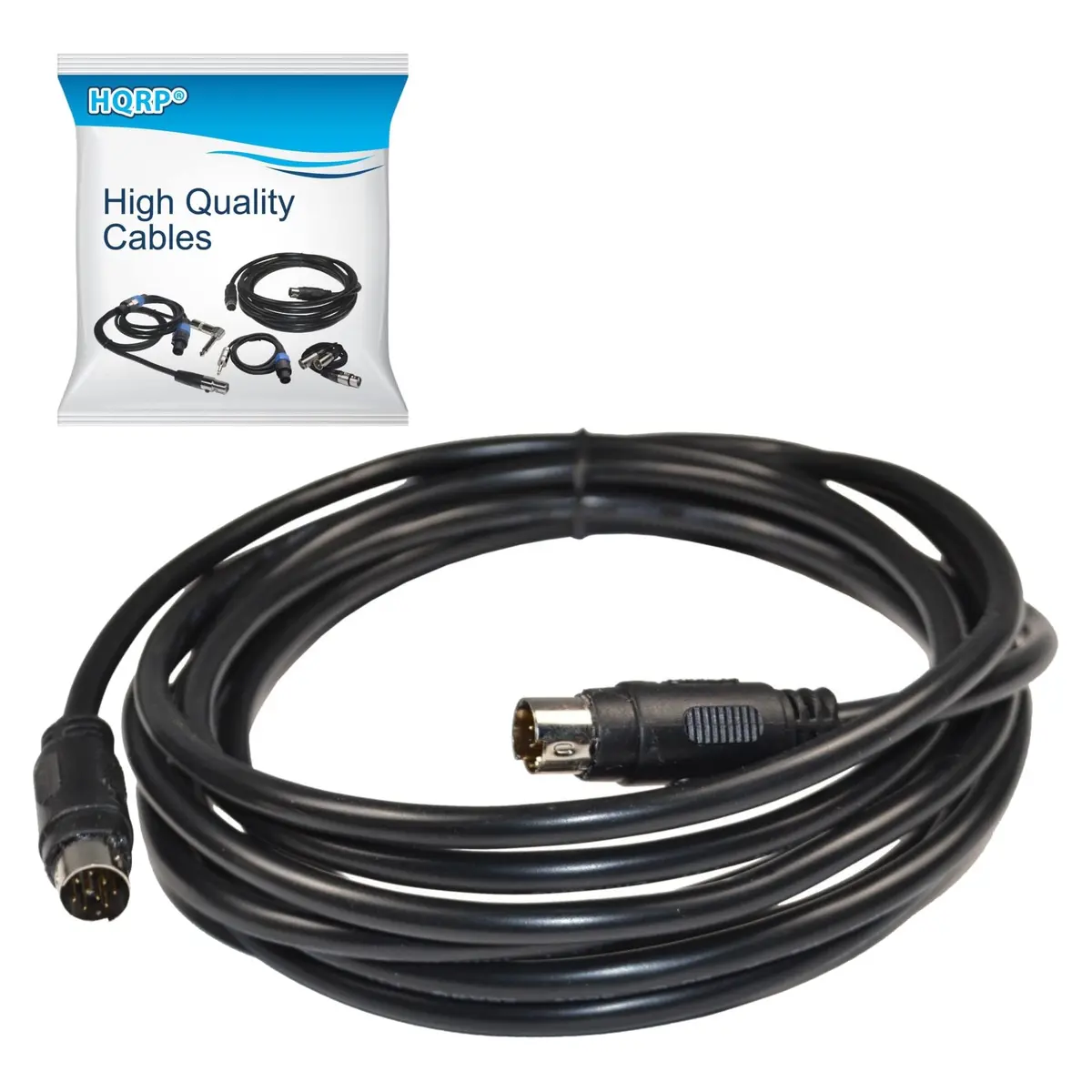 HQRP 9-pin Mini-DIN Male to 9-pin Mini-DIN Male Audio Input Cable | 9ft Length, Black - main product image