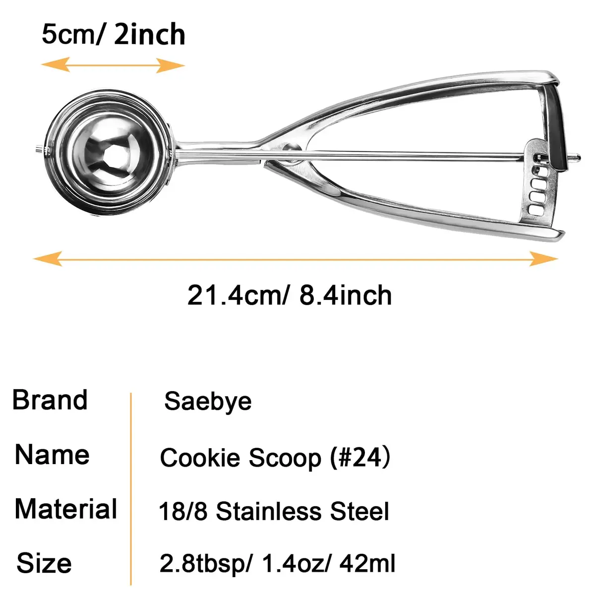 Saebye Cookie Scoop Size 24 2 Inch | Food Grade Stainless Steel Kitchen Tool - view 2