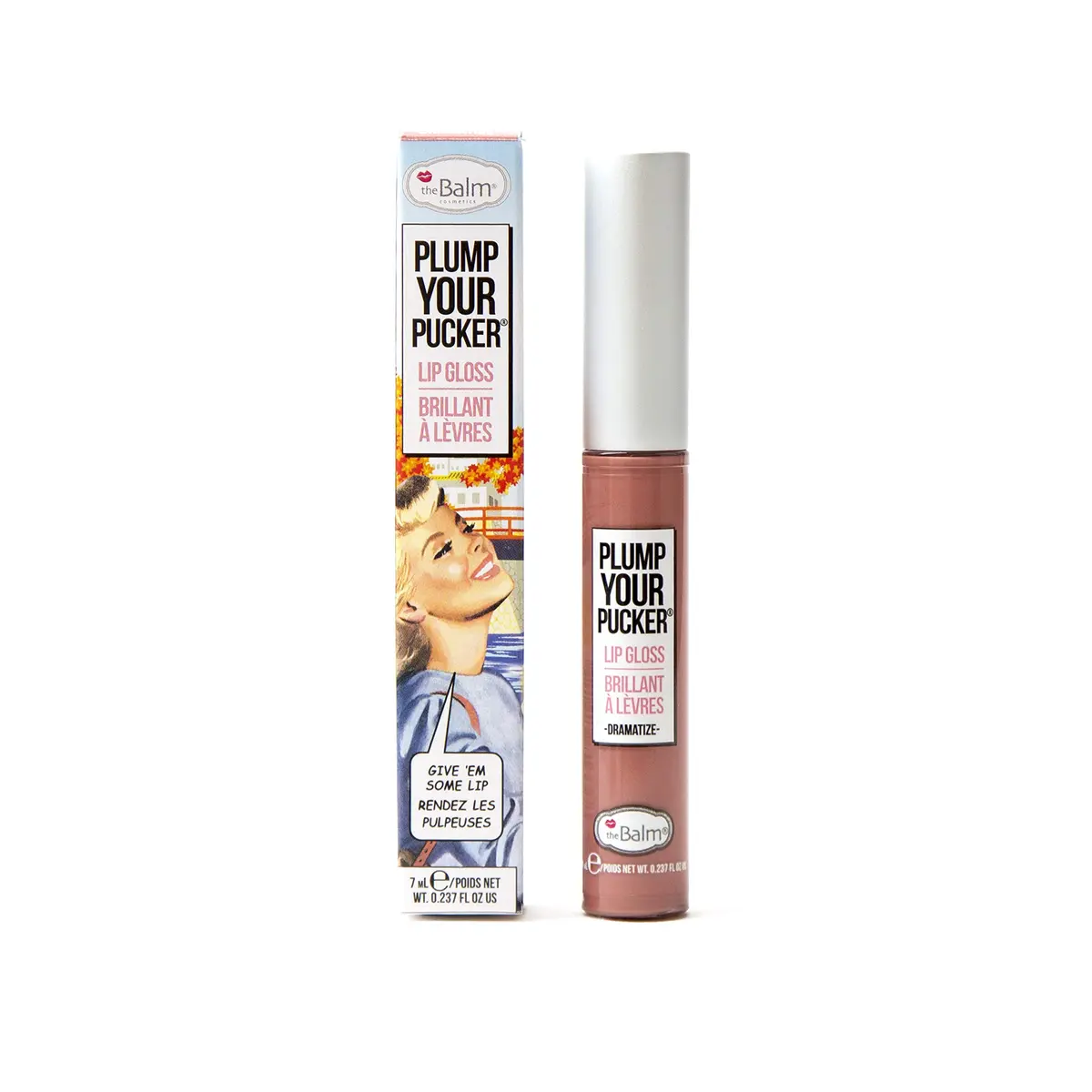 theBalm Plump Your Pucker Lip Gloss, Dramatize | Hydrating, Pigmented, Marine Collagen - main product image