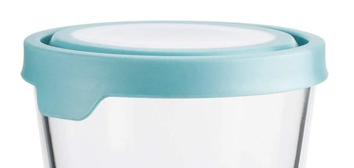 Anchor Hocking Trueseal Glass Food Storage Container with Airtight Lid, 7 Cup Tall, Mineral Blue | Microwave & Oven Safe - view 4