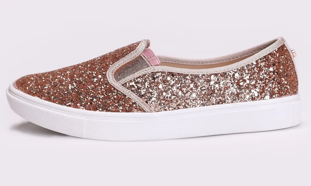 FEVERSOLE Women's Slip-On Sneakers Rose Gold Size 6.5 M US | Fashion Flat Loafers for Women - view 5