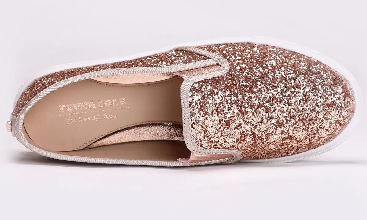 FEVERSOLE Women's Slip-On Sneakers Rose Gold Size 6.5 M US | Fashion Flat Loafers for Women - view 6