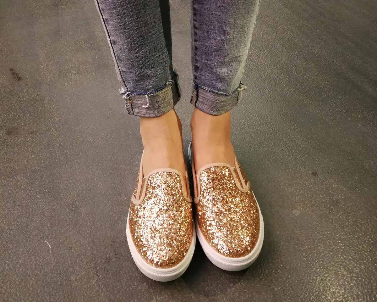 FEVERSOLE Women's Slip-On Sneakers Rose Gold Size 6.5 M US | Fashion Flat Loafers for Women - view 2