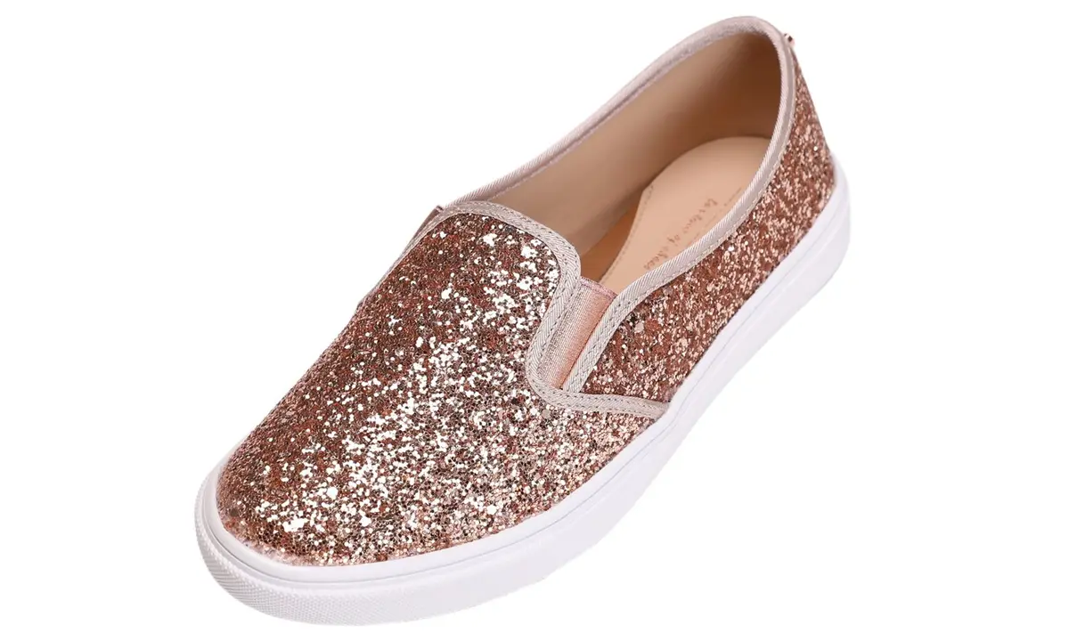 FEVERSOLE Women's Fashion Slip-On Sneakers Rose Gold Size 7.5 M US | Casual Flat Loafers with Comfort & Style - main product image