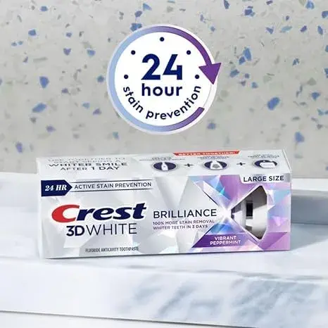 Crest 3D White Brilliance Vibrant Peppermint Toothpaste 12.3 oz (360ml) Pack of 3 | Fastest Whitening & Advanced Stain Protection - view 6