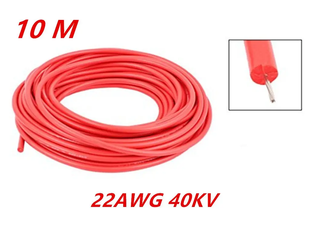 XJSXZC 22AWG 40KV Flexible Silicone Copper Wire Cable 10M (32.8Ft) | High Voltage, Red - view 2