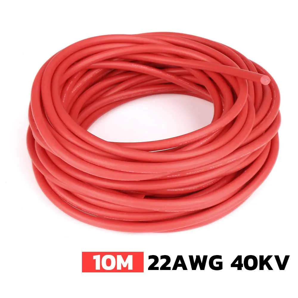 XJSXZC 22AWG 40KV Flexible Silicone Copper Wire Cable 10M (32.8Ft) | High Voltage, Red - view 3