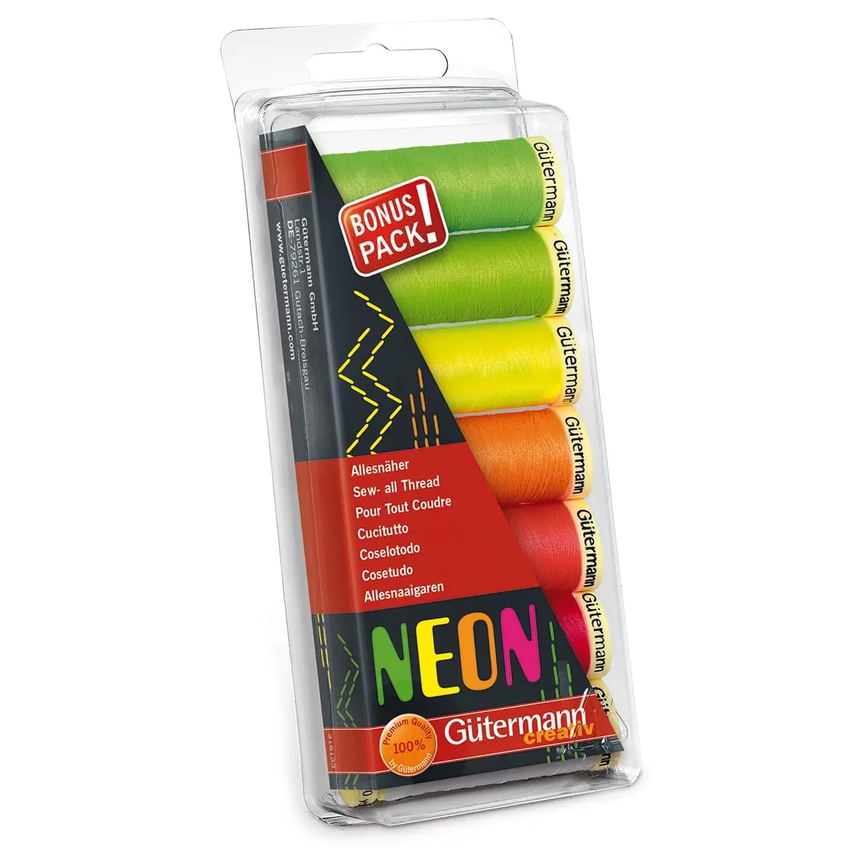Gutermann Thread Set, Neon, 700m | Bright Polyester Sewing Thread for All Materials - main product image