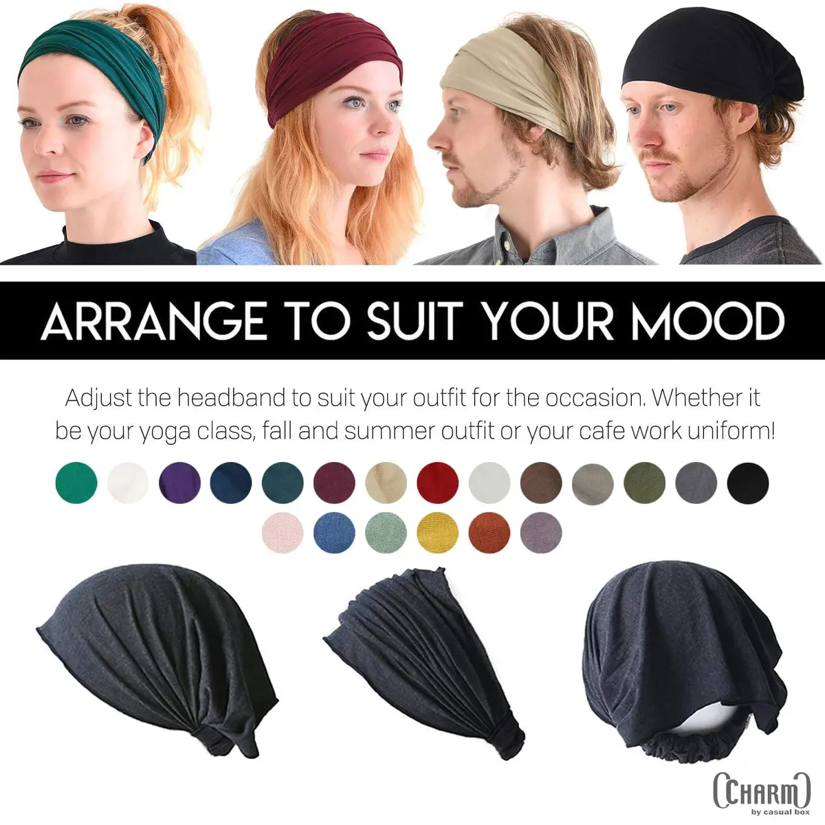 CHARM White Headband for Men, Japanese Style Head Wrap, L | Breathable, Secure Fit, Versatile Head Accessory - view 9