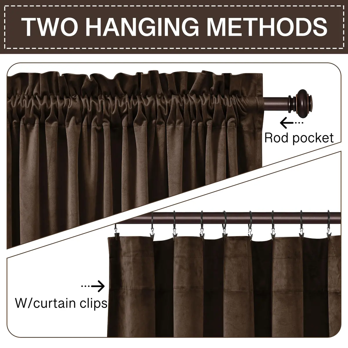 StangH Velvet Blackout Curtains 52"W x 84"L | Thermal Insulation & Privacy (110 characters) - view 3