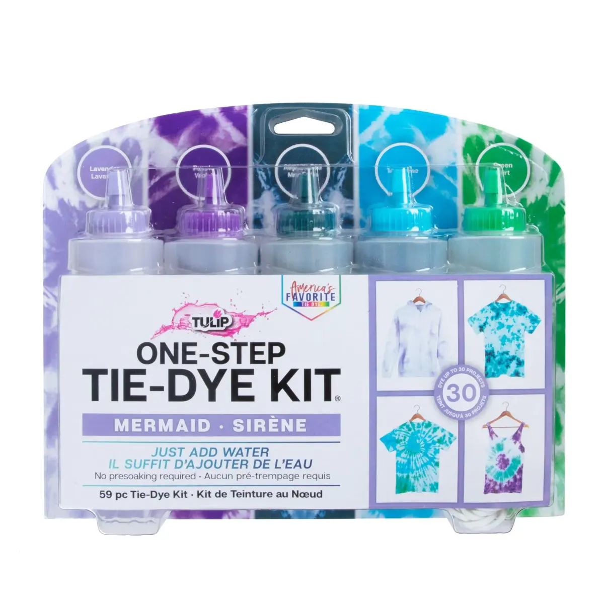 Tulip One-Step Tie-Dye Kit Mermaid Colors, Makes 30 Projects | Permanent Fabric Dye for Cotton, Rayon, Wool - main product image