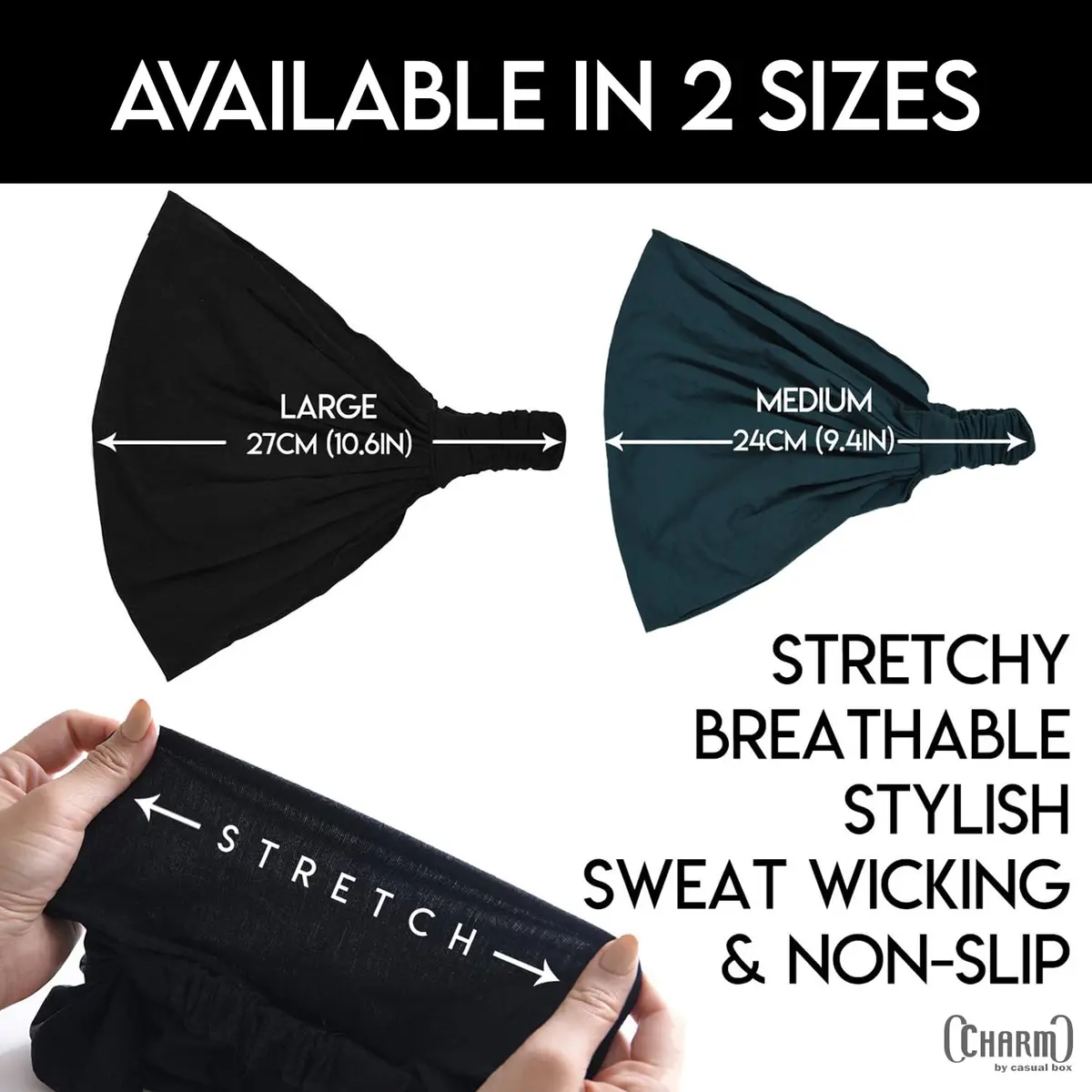 CHARM Dark Gray Headband for Men, Japanese Style Bandana, L | Breathable, Elastic Fit, Versatile for Active & Casual Wear - view 5