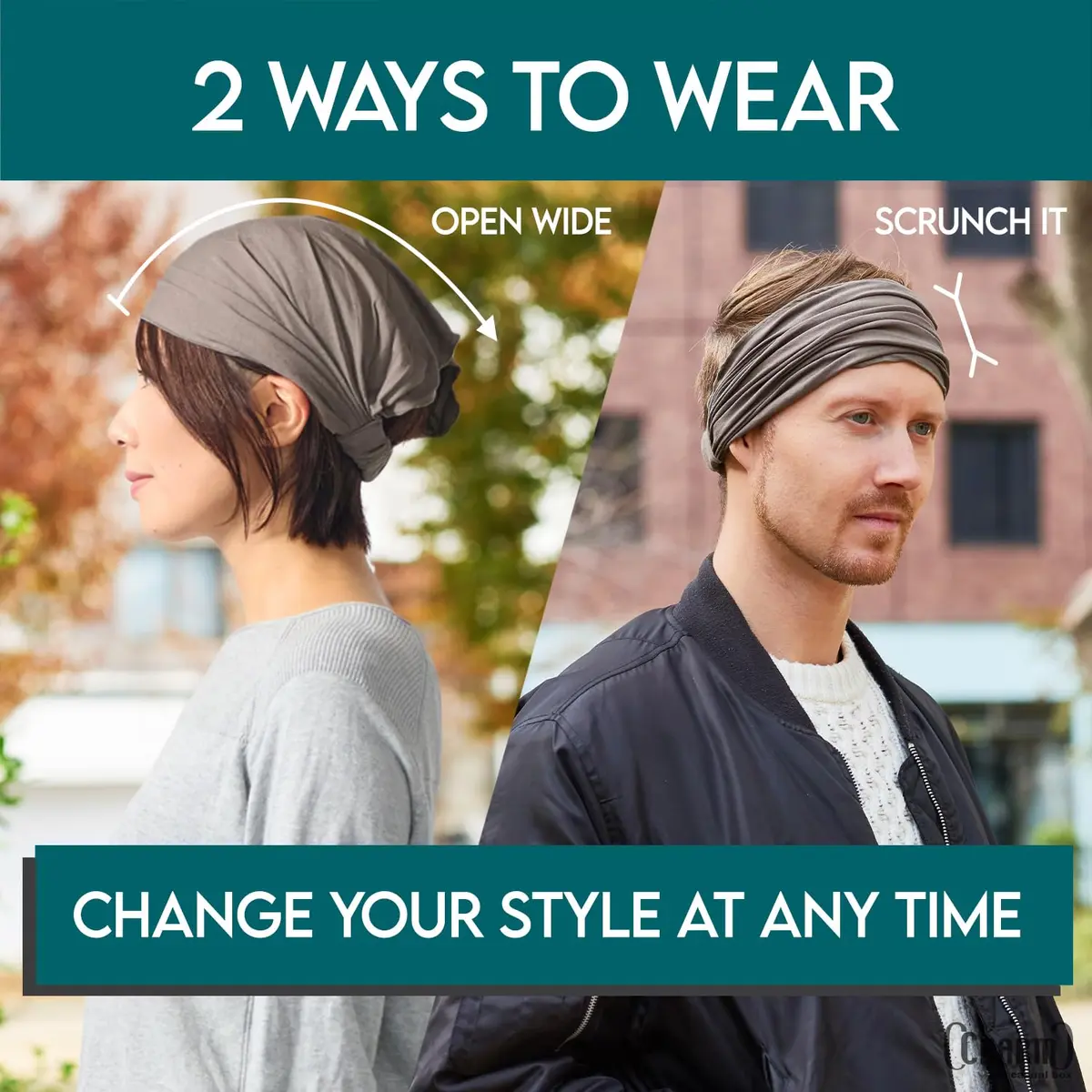 CHARM Dark Gray Headband for Men, Japanese Style Bandana, L | Breathable, Elastic Fit, Versatile for Active & Casual Wear - view 6