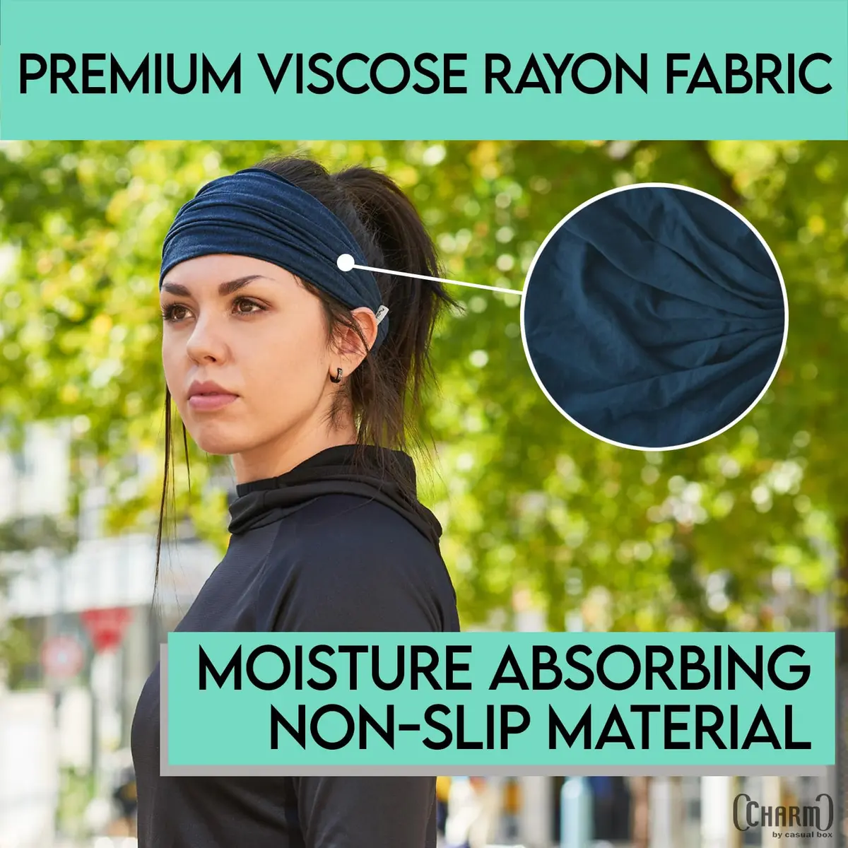 CHARM Dark Gray Headband for Men, Japanese Style Bandana, L | Breathable, Elastic Fit, Versatile for Active & Casual Wear - view 3