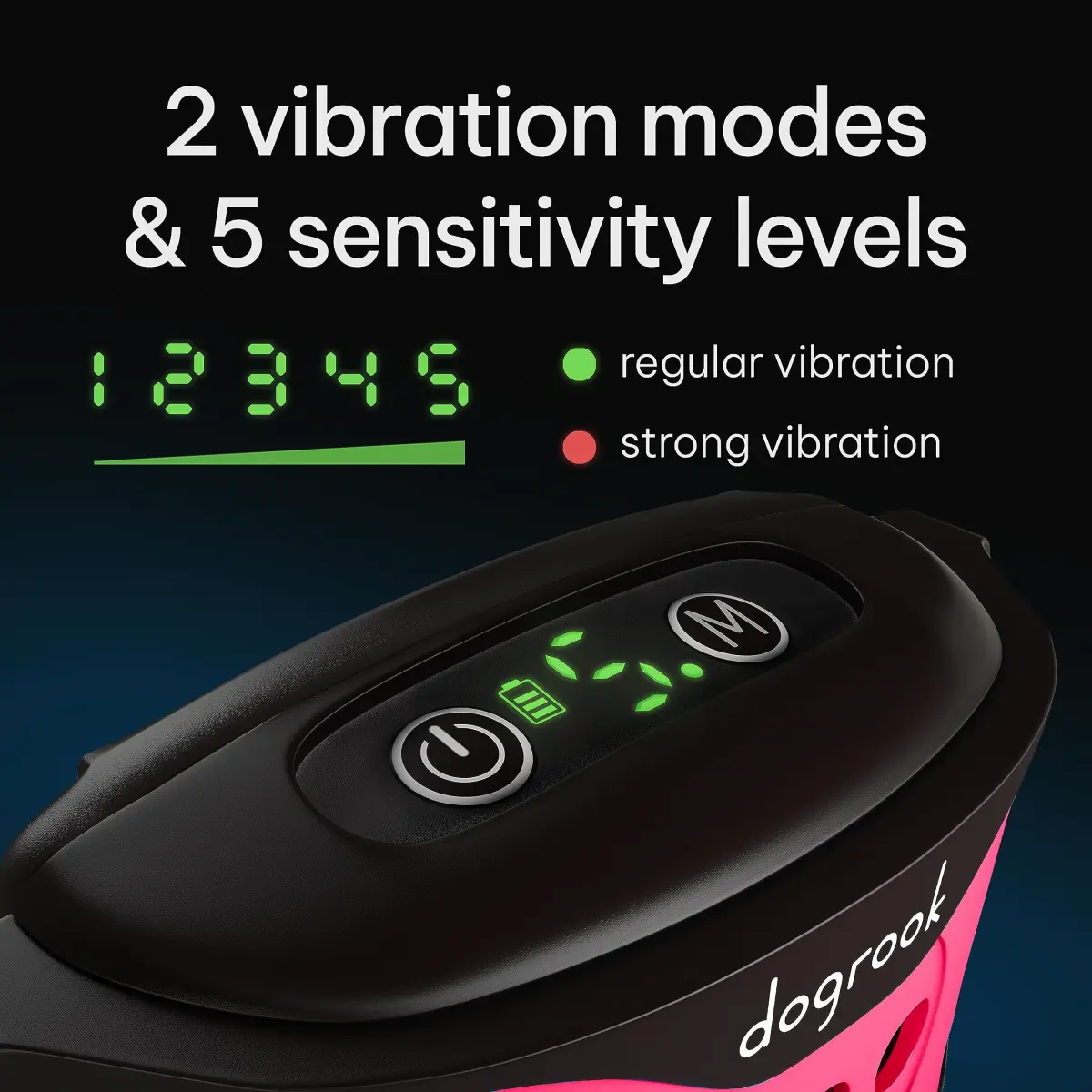 DogRook Humane Rechargeable Bark Collar for Dogs | Beep & Vibration, Waterproof, Pink - view 4