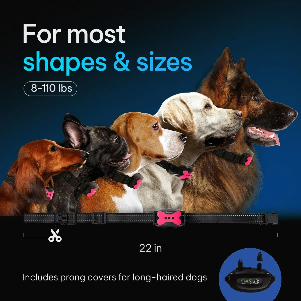 DogRook Humane Rechargeable Bark Collar for Dogs | Beep & Vibration, Waterproof, Pink - view 6
