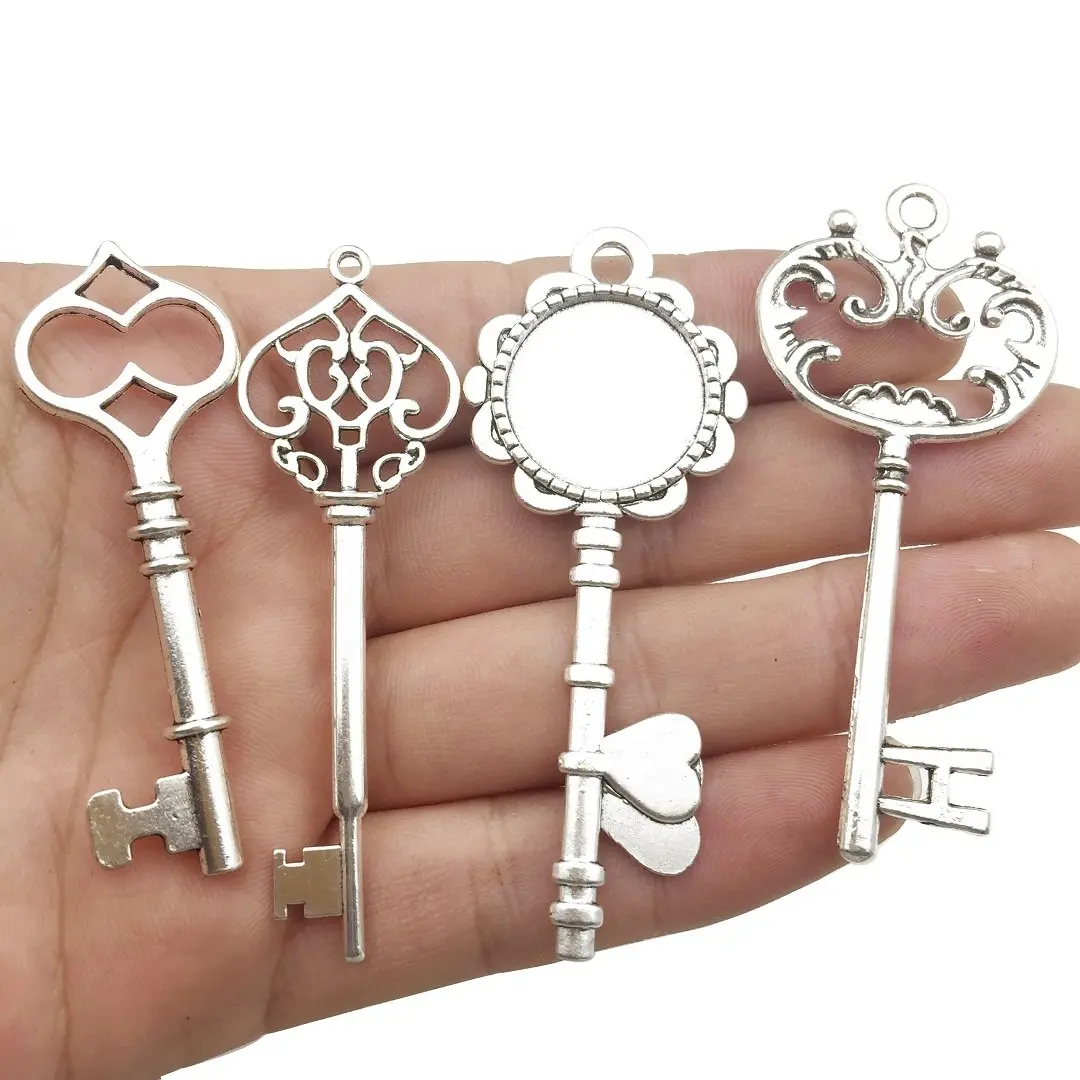 iloveDIYbeads Antique Silver Huge Skeleton Key Charms 55-80mm (12pcs) | Vintage Jewelry Making Pendants - view 6