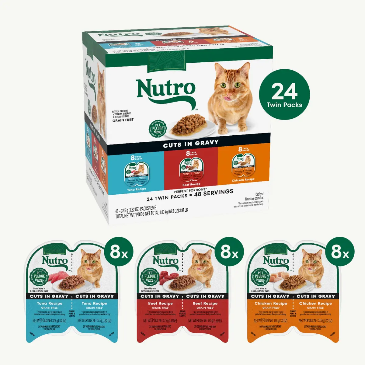 Nutro Perfect Portions Cuts Wet Cat Food Variety Pack 2.6 oz | Grain-Free, Complete Nutrition - view 2