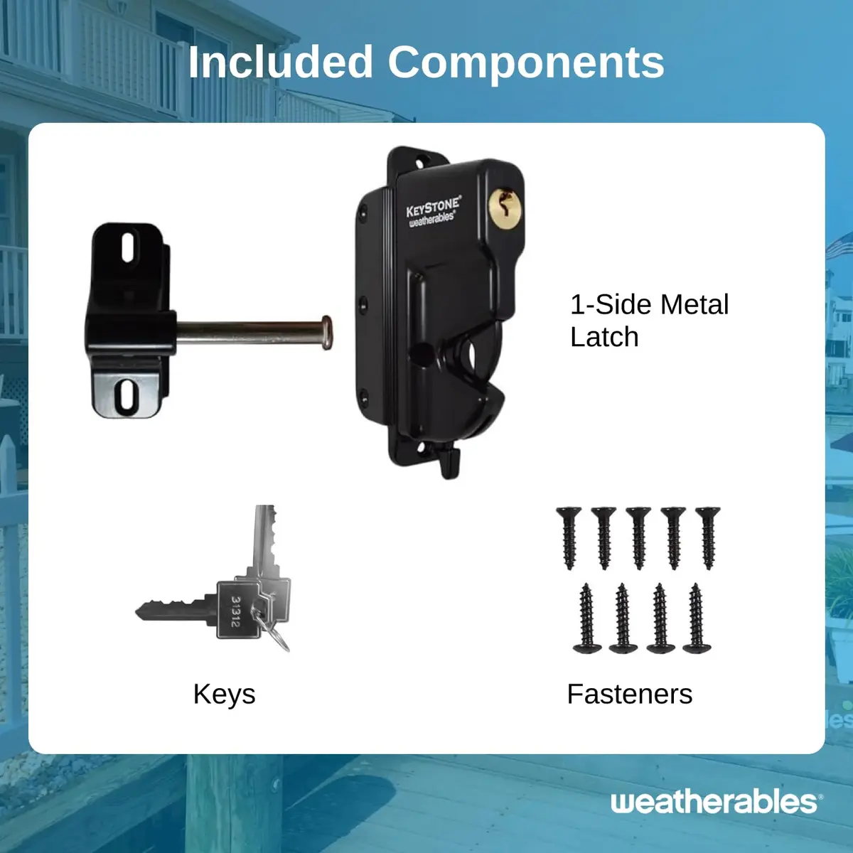 Weatherables Keystone Gate Latch Heavy Duty Zinc Lockable 1-Sided | Fits Metal, Wood & Vinyl Fences - view 8