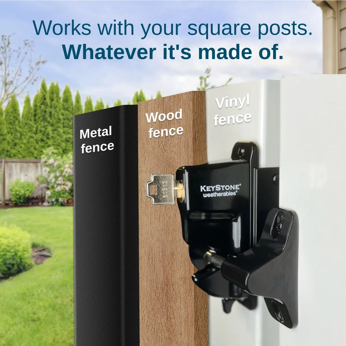 Weatherables Keystone Gate Latch Heavy Duty Zinc Lockable 1-Sided | Fits Metal, Wood & Vinyl Fences - view 4