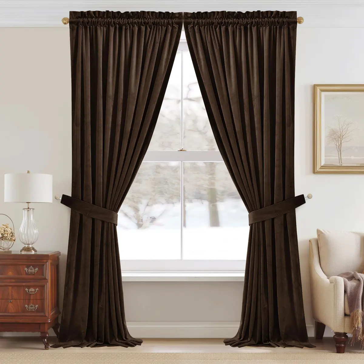 StangH Blackout Velvet Curtains 96 inches | Luxurious 300 GSM, Thermal Insulation, Privacy & UV Protection - view 2