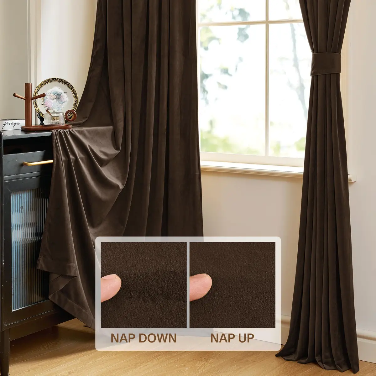 StangH Blackout Velvet Curtains 96 inches | Luxurious 300 GSM, Thermal Insulation, Privacy & UV Protection - view 4