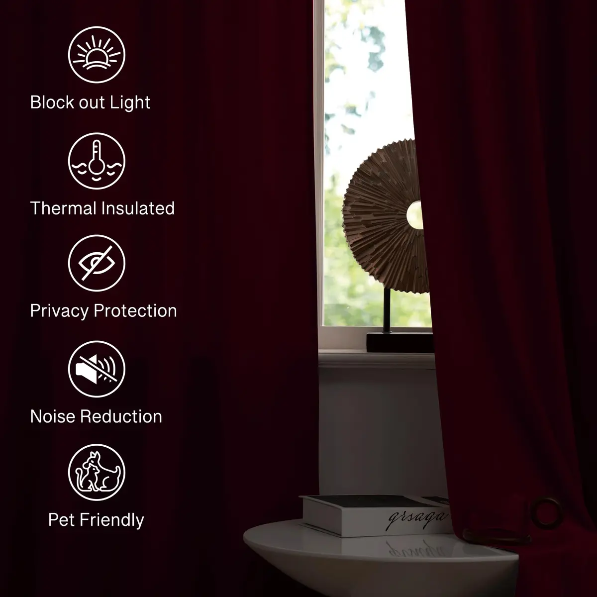 StangH Theater Red Velvet Curtains 52"W x 84"L | Luxurious, Thermal, Privacy (70-120 chars) - view 6
