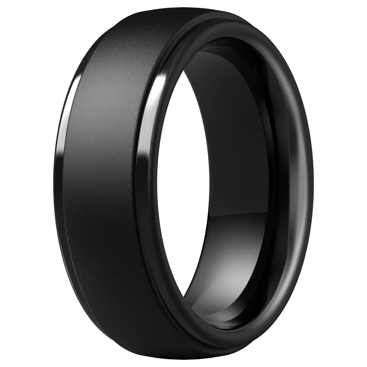 ThunderFit Step Edge Silicone Wedding Ring for Men, 10mm Wide, Charcoal Black | Safe for Active Lifestyles - main product image
