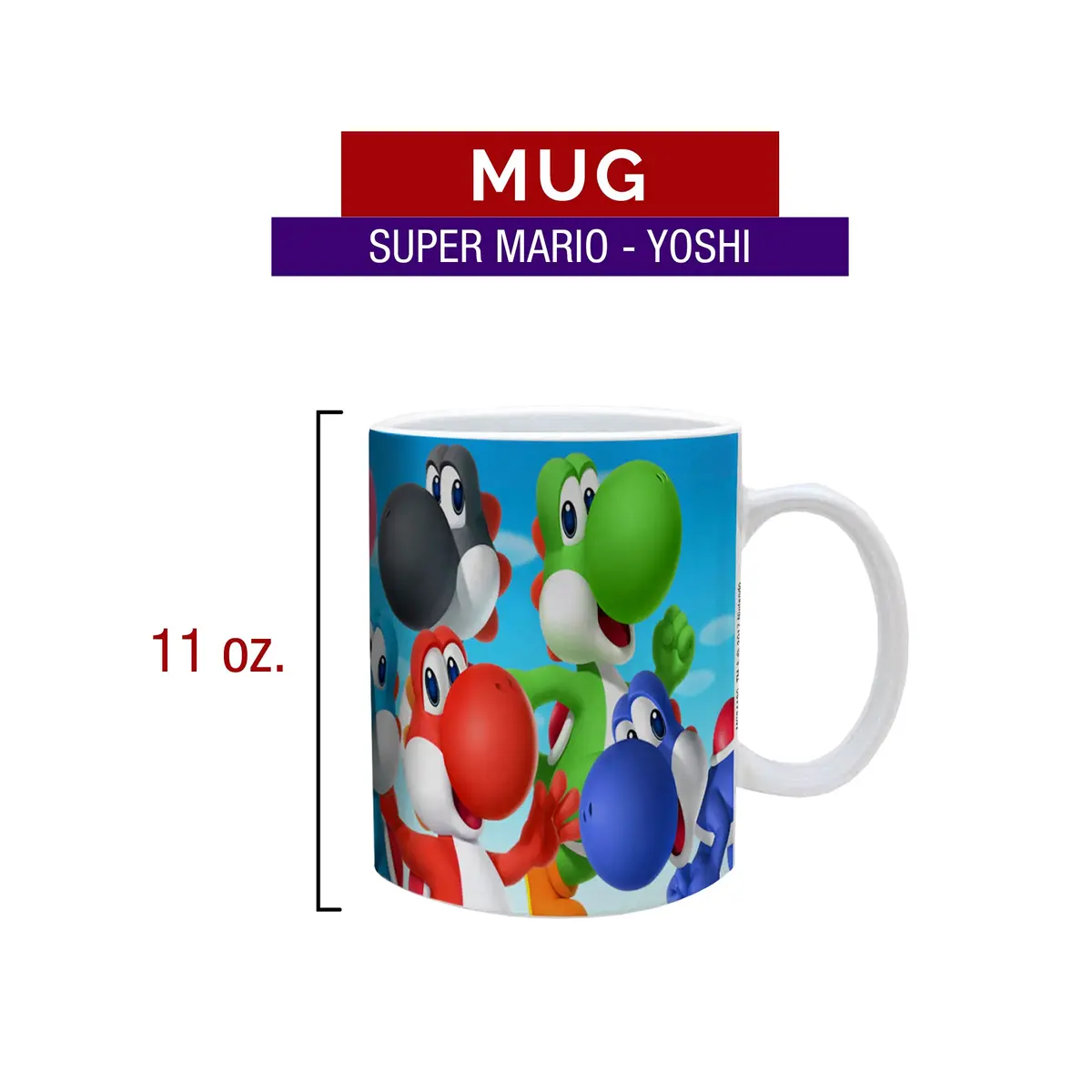 Pyramid America Super Mario Yoshi Mug - 11 oz. Ceramic Cup for Coffee, Cocoa & Tea Drinkers - Chip Resistant & Printed Both Sides - view 8