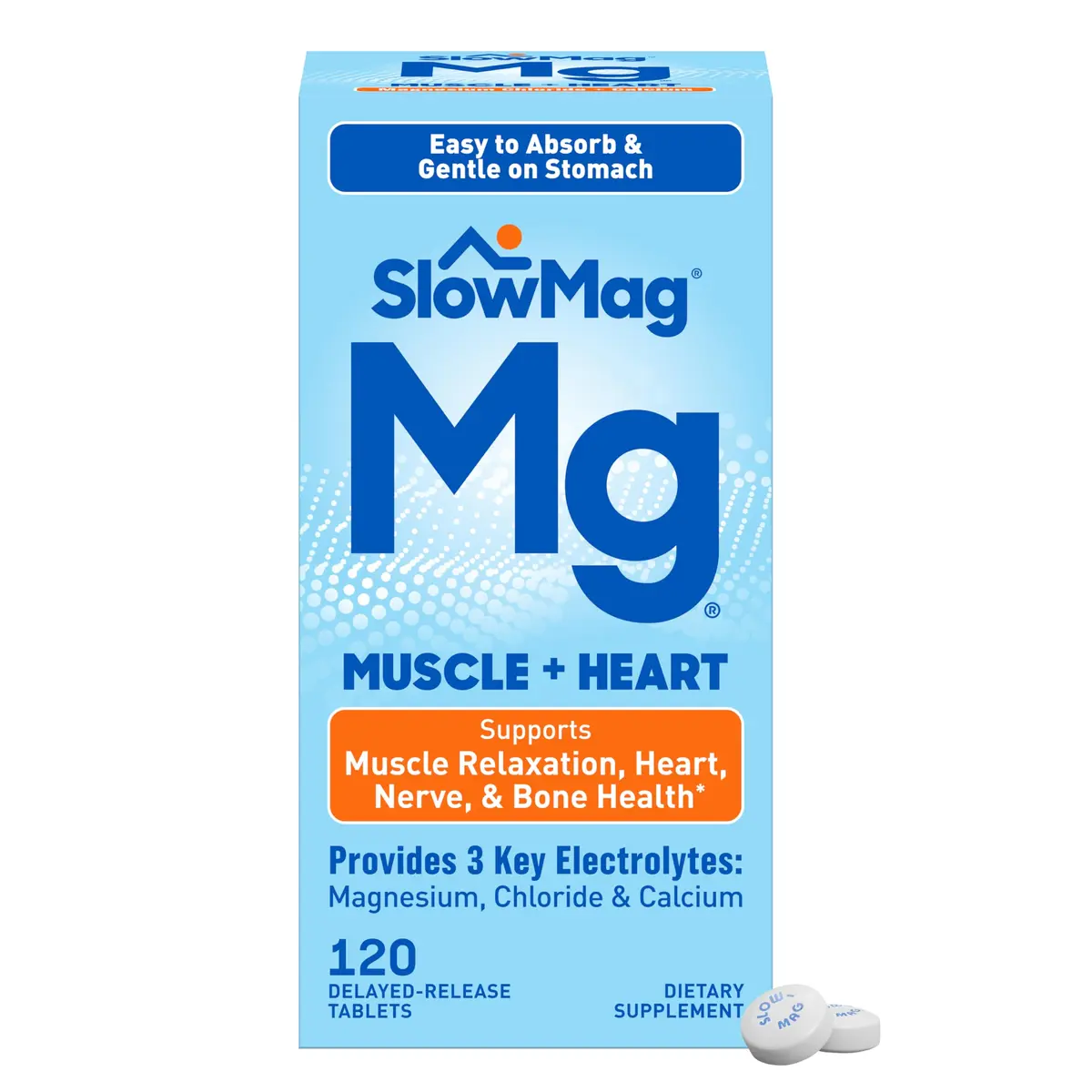 Slow-Mag Magnesium & Calcium Supplement 120 Tablets | Supports Muscle, Heart & Bone Health with High Absorption - main product image