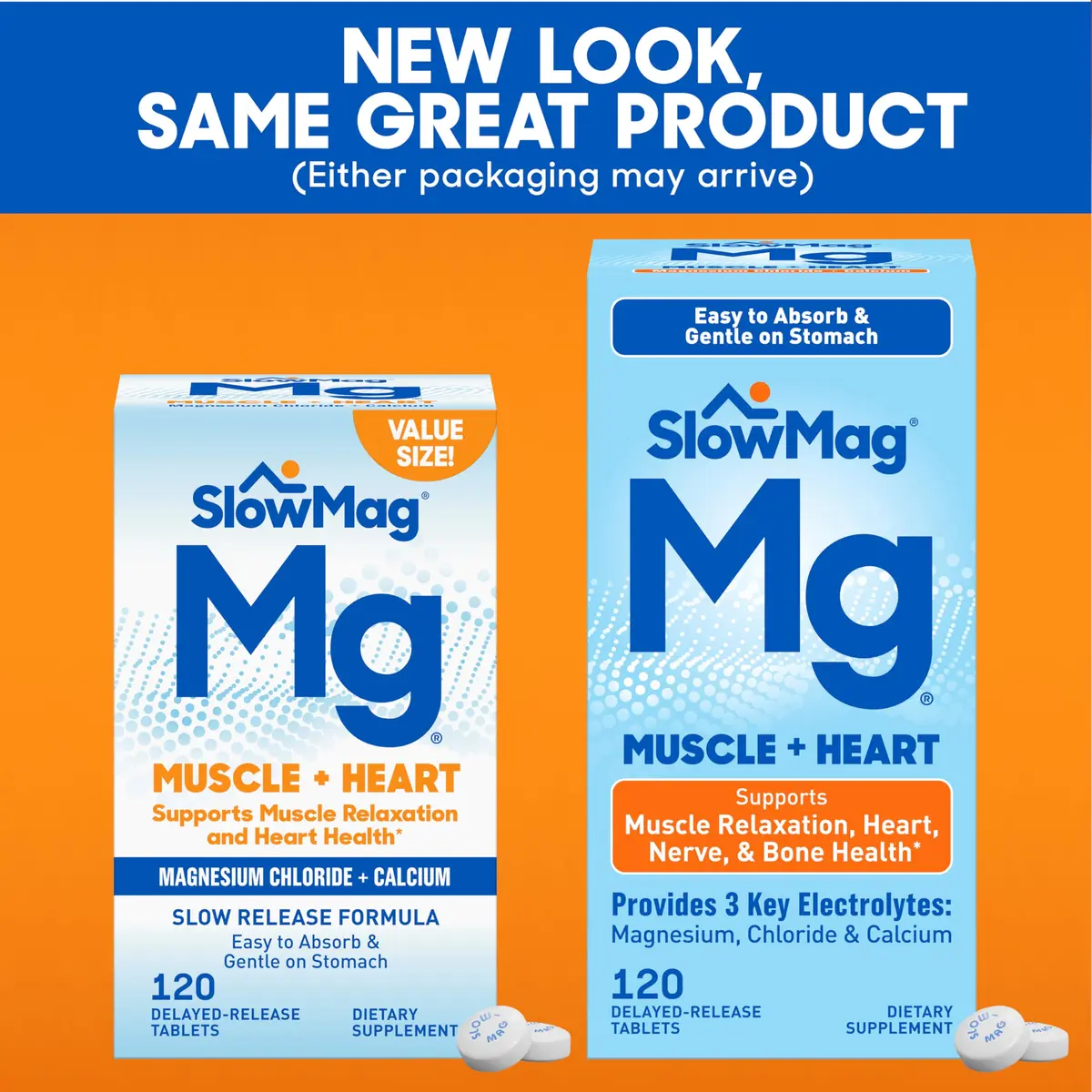 Slow-Mag Magnesium & Calcium Supplement 120 Tablets | Supports Muscle, Heart & Bone Health with High Absorption - view 2