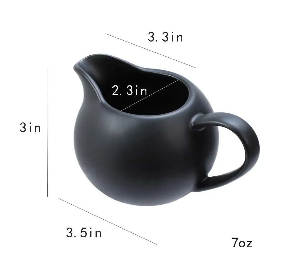 FUYU Matte Ceramic Creamer with Handle, 8oz | Small Coffee Milk Pitcher for Home & Kitchen - view 2