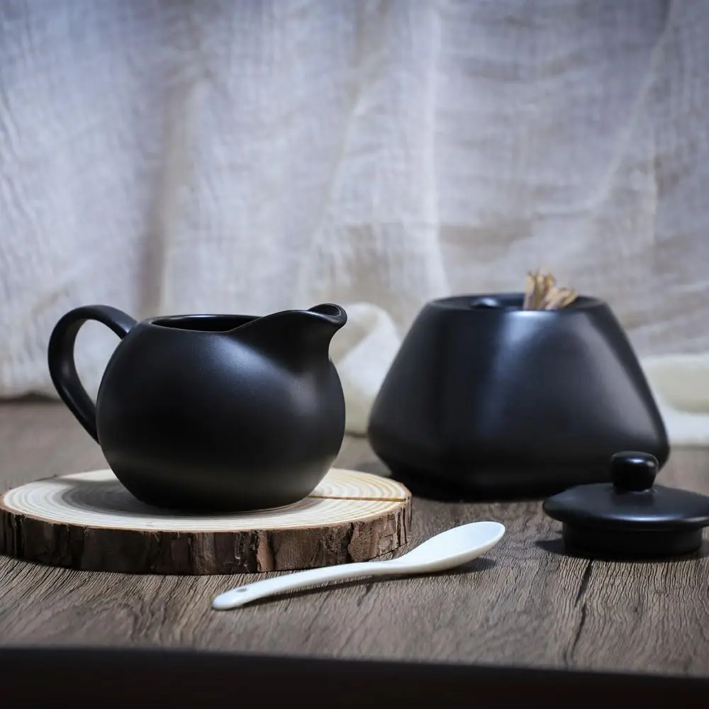 FUYU Matte Ceramic Creamer with Handle, 8oz | Small Coffee Milk Pitcher for Home & Kitchen - view 3