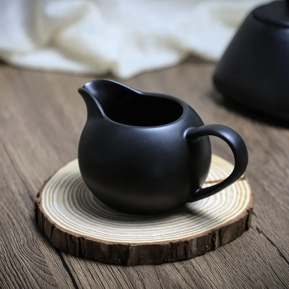 FUYU Matte Ceramic Creamer with Handle, 8oz | Small Coffee Milk Pitcher for Home & Kitchen - view 4