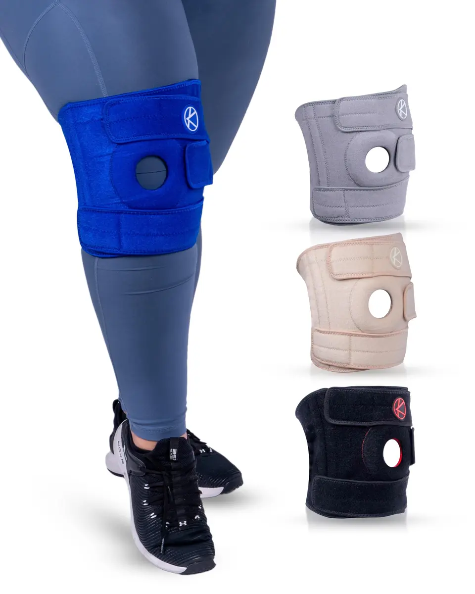 KARM Plus Size Knee Brace for Women & Men XL/XXL/3XL Blue | Adjustable Support with Side Stabilizers & Open Patella - main product image