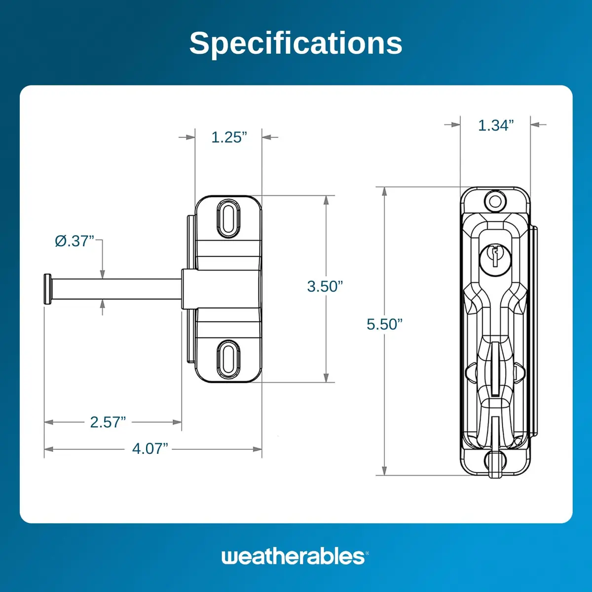Weatherables Keystone 1-Sided Heavy Duty Lockable Gate Latch | Nylon Polymer Fence Gate Lock (1-Sided, Heavy Duty, Lockable) - view 7