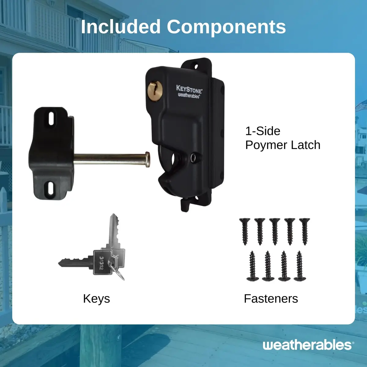 Weatherables Keystone 1-Sided Heavy Duty Lockable Gate Latch | Nylon Polymer Fence Gate Lock (1-Sided, Heavy Duty, Lockable) - view 8