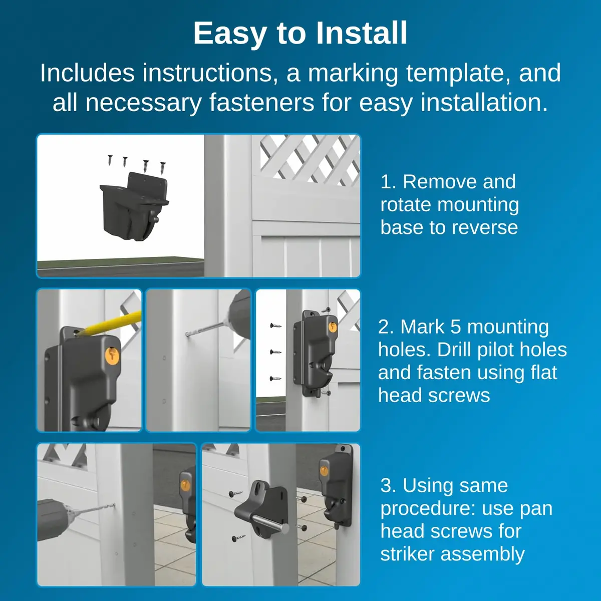 Weatherables Keystone 1-Sided Heavy Duty Lockable Gate Latch | Nylon Polymer Fence Gate Lock (1-Sided, Heavy Duty, Lockable) - view 9