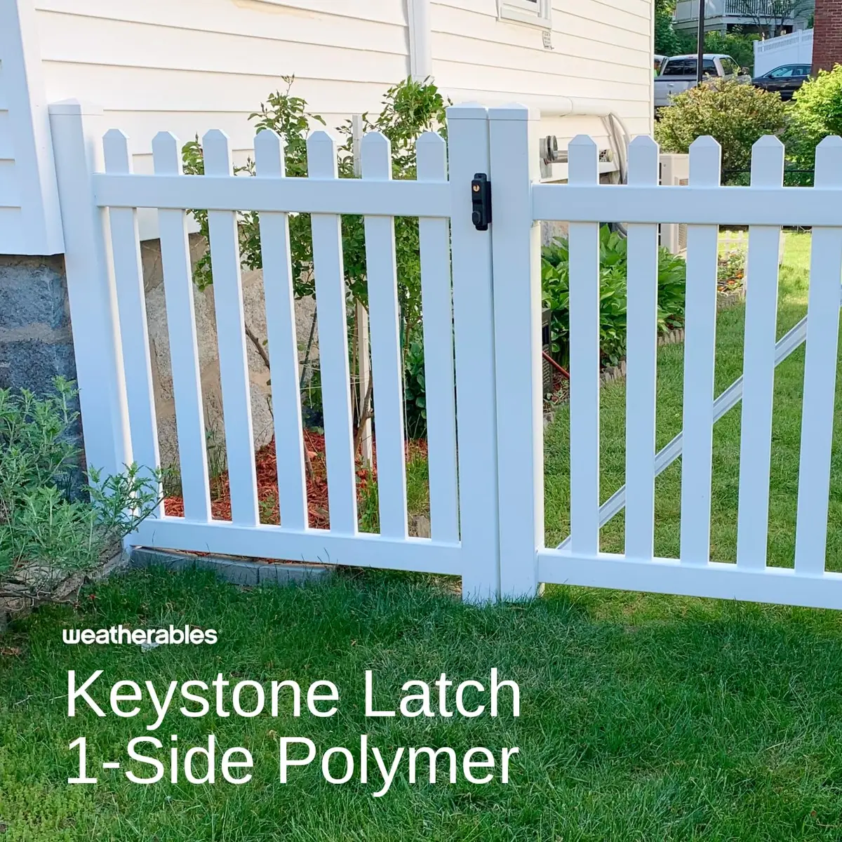 Weatherables Keystone 1-Sided Heavy Duty Lockable Gate Latch | Nylon Polymer Fence Gate Lock (1-Sided, Heavy Duty, Lockable) - view 2