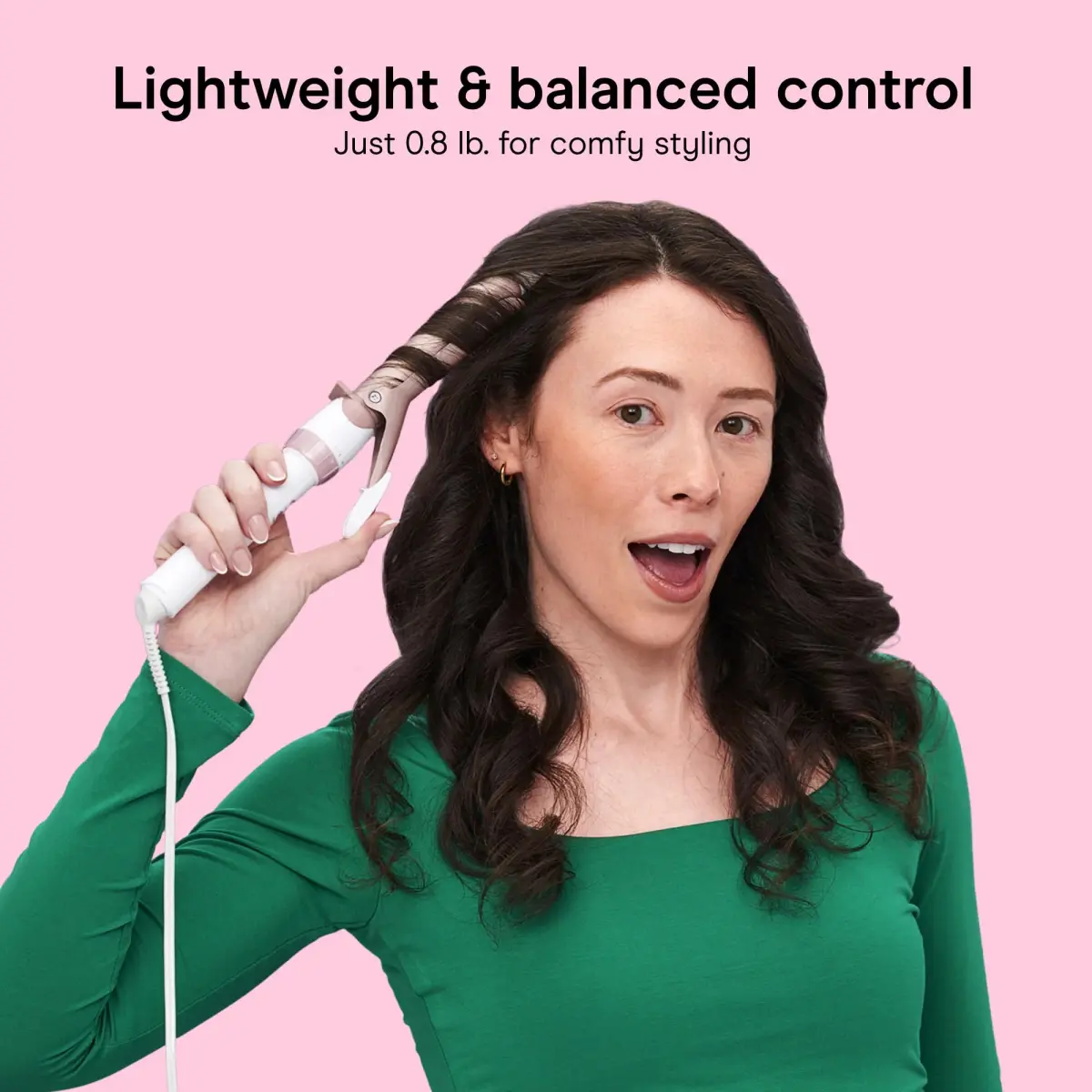 Conair Double Ceramic Curling Iron 1" Barrel White/Rose Gold | Beach Waves & Defined Curls - view 5