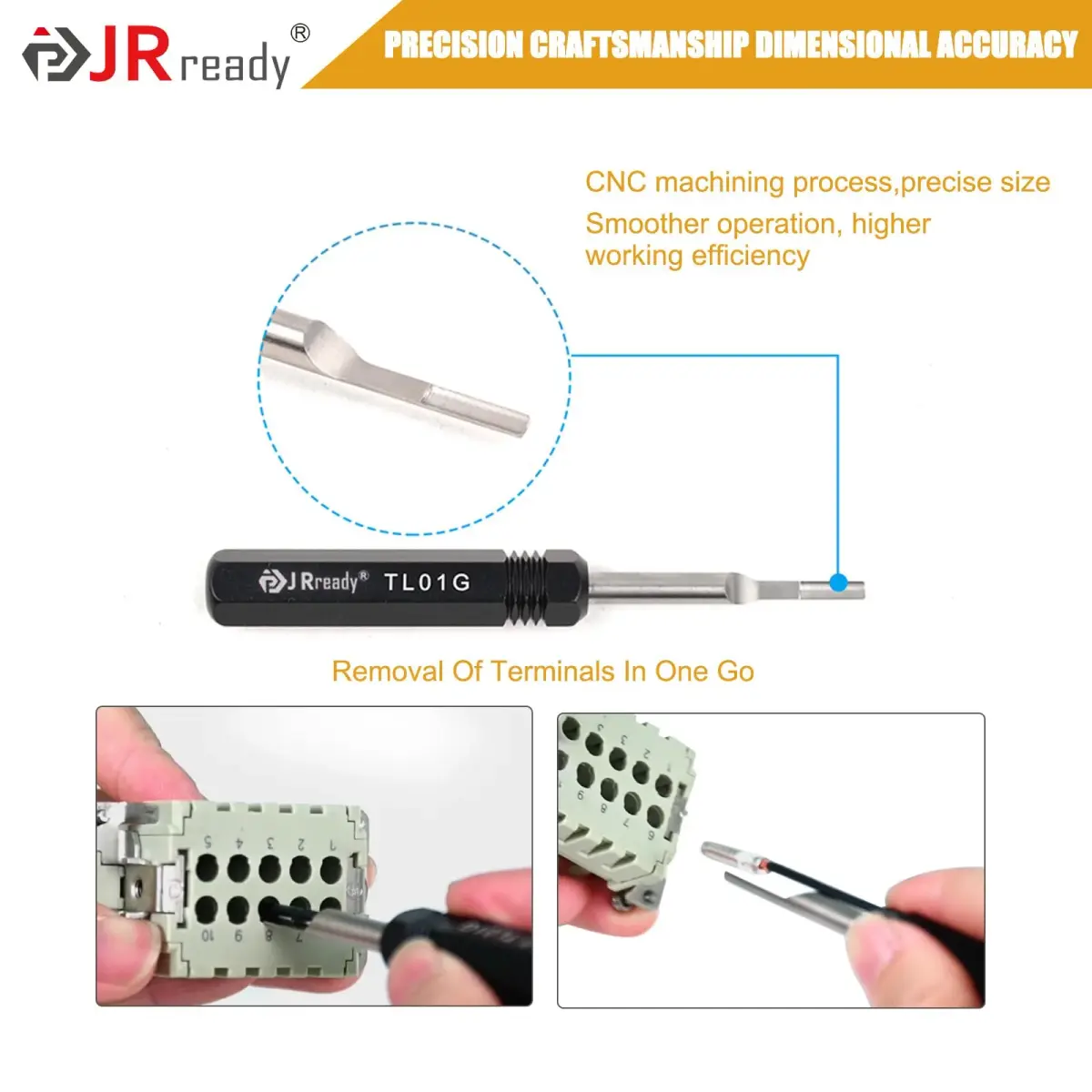 JRready TL01G Pin Removal Tool for HARTING, Wain, TE 16A Connectors | Alloy Steel Construction - view 4